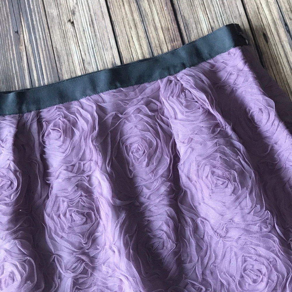 J. Crew Plum Purple Skirt with Tulle Roses Lined 6 - Picture 2 of 5